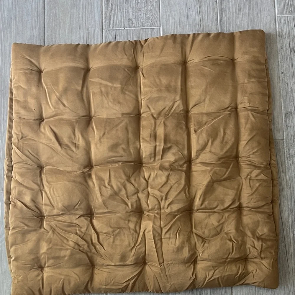 Restoration Hardware silk tufted stitch sham Euro camel 100% silk NWOT 26 x 26